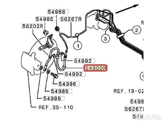 Шланг тормозной перед. прав. Asx Lancer Outlander