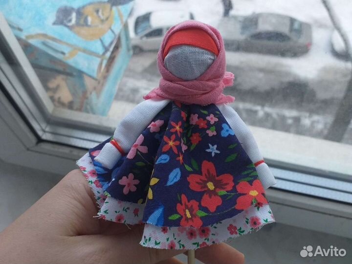 Русская народная кукла из ткани Хороводница 10см