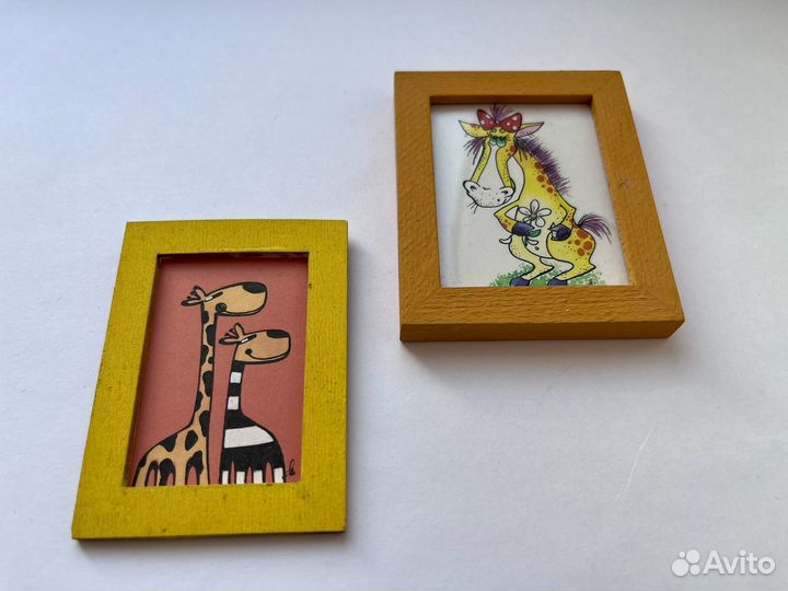 Мини-картины в рамках с жирафами