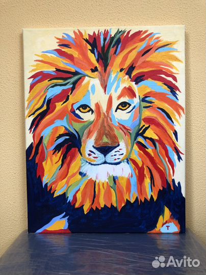 Картина масло «Лев» на холсте с подрамником