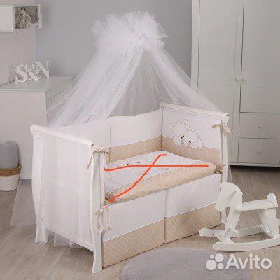 Бортики бамперы для детской кроватки и балдахин