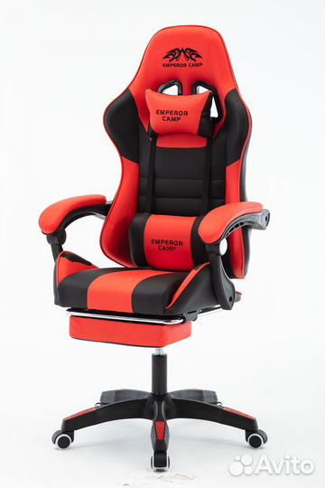 Игровое кресло черно-красное без подставки