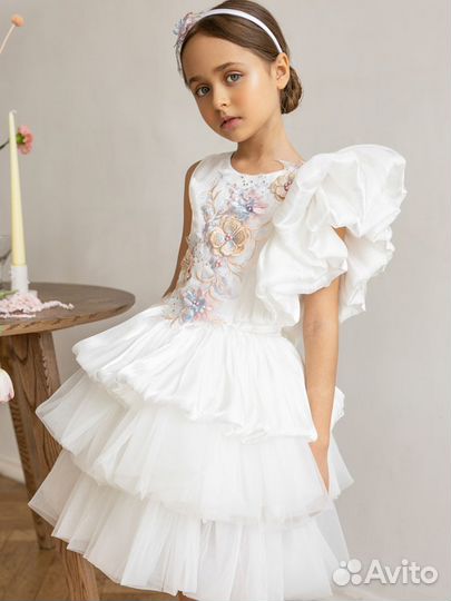 Белое платье Полли 116 Роскошь с детства нарядное