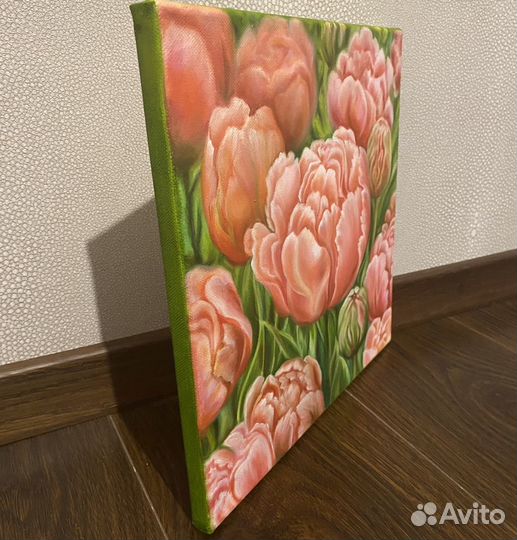 Картина маслом цветы тюльпаны