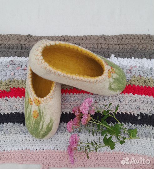 Тапочки валяные из овечьей шерсти р.38