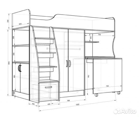 Детская кровать-чердак фк 18