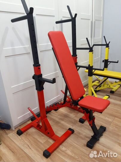 Скамья силовая для жима и стойки с подстраховкой