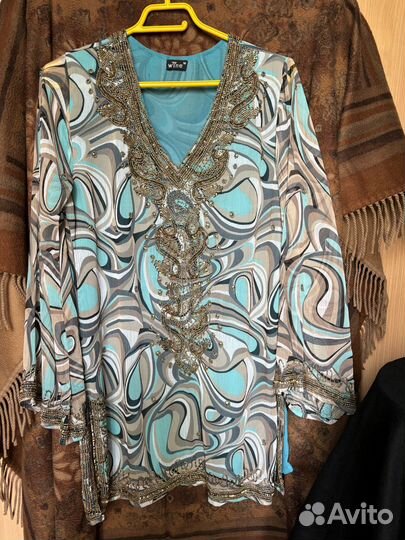 Платье туника летнее женское Отделка бисером