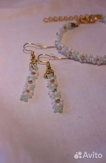 Комплект серьги и браслет, ручная работа