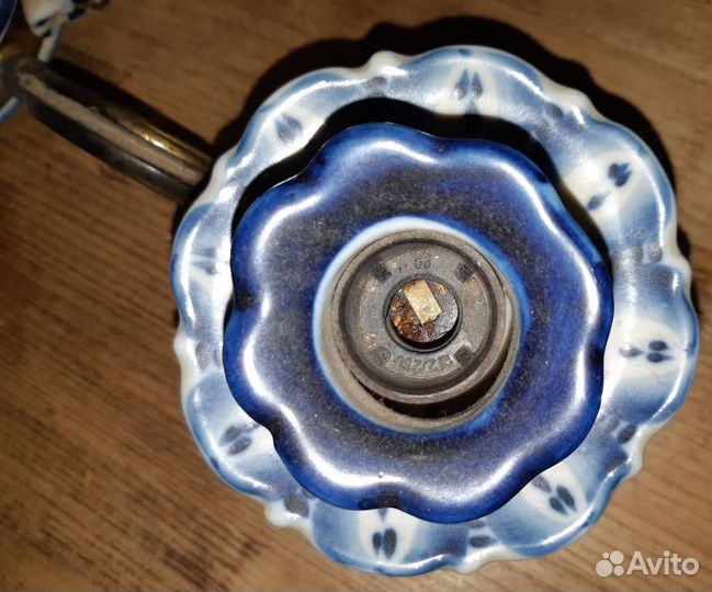 Люстра шести рожковая. Гжель. Бронза СССР 1950 г