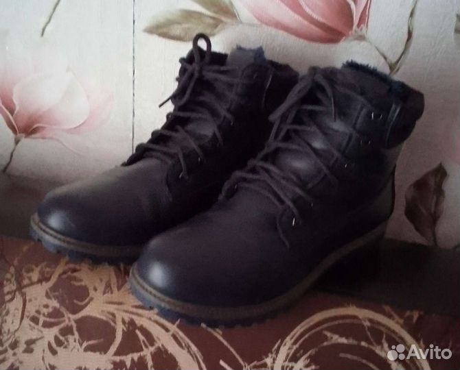 Зимние кожаные ботинки