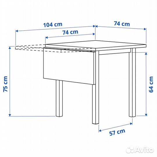 Икеа Стол нордвикен 103.696.05 с откидной полой