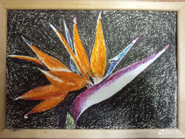 Цветок пастелью. Бумага