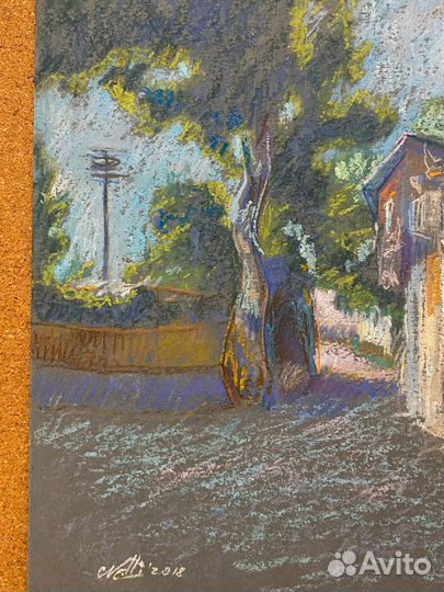 Картина пастелью. Крымский дворик