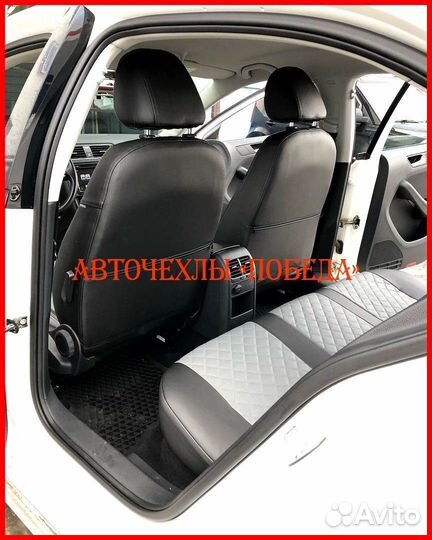 Чехлы Volkswagen Jetta 6 из экокожи чёрно-серые