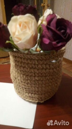 Кашпо из джута
