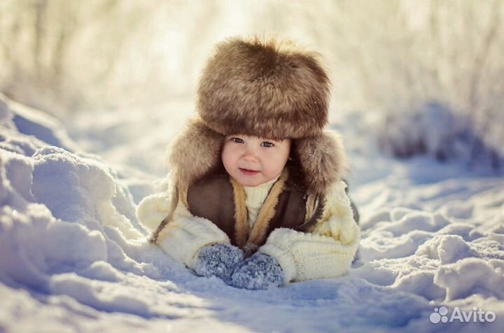 Детские варежки из кроличьего пуха