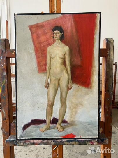 Обнаженная на красном картина