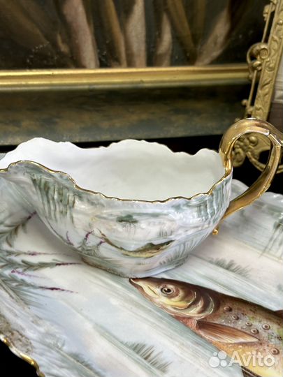 Антикварное блюдо и соусник Limoges