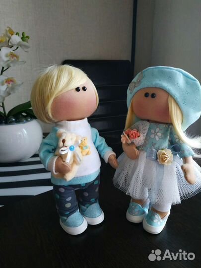 Куклы ручной работы девочка и мальчик