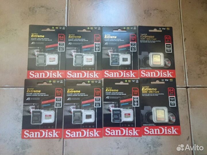 Память новая SanDisk Extreme 128 Gb. 10 кл