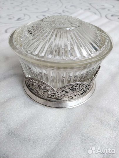 Конфетница Сахарница СССР мельхиор 1958г. Скань Ag