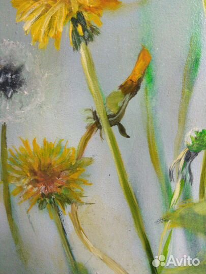 Картина маслом Цветы Одуванчики