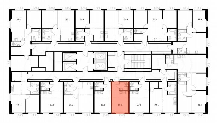 Квартира-студия, 19,8 м², 22/33 эт.