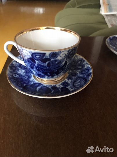 Чашка с блюдцем лфз, фарфор 2 пары