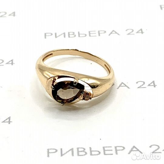 Золотое кольцо с раухтопазом 585 пробы 2.09 грамм,размер 17