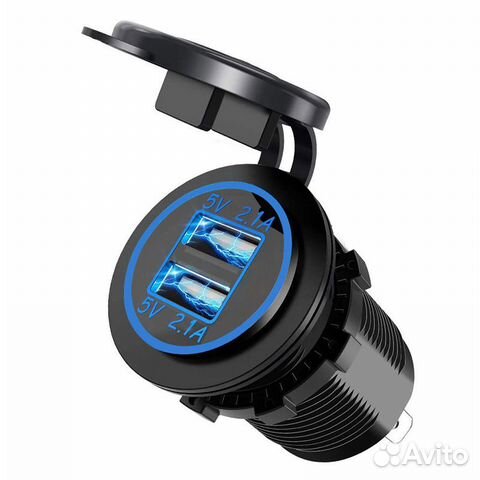 Авто гнездо прикуриватель монтажное 2 USB 1,0+2.1