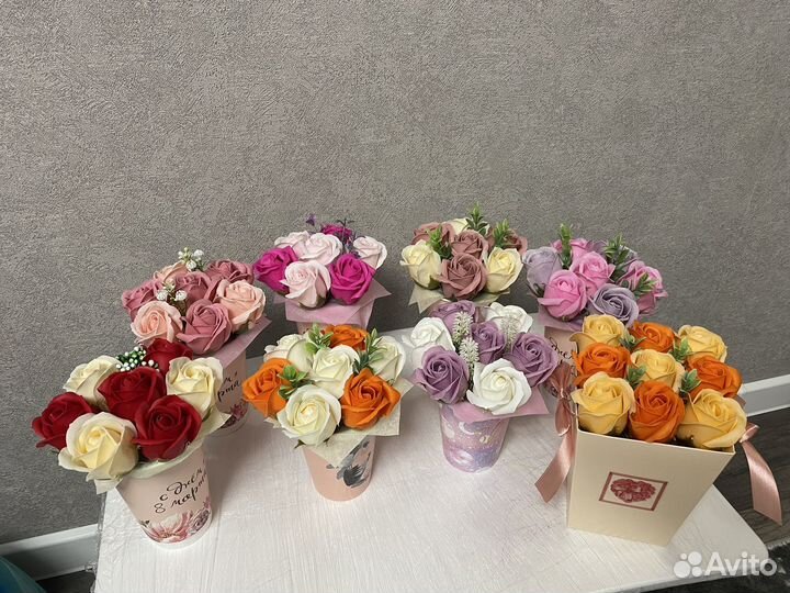Мыльные розы к 8 марта в наличии и на заказ