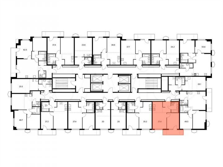 1-к. квартира, 37,4 м², 5/24 эт.