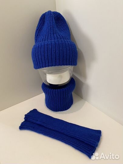 Комплект Шапка тыковка, снуд, митенки