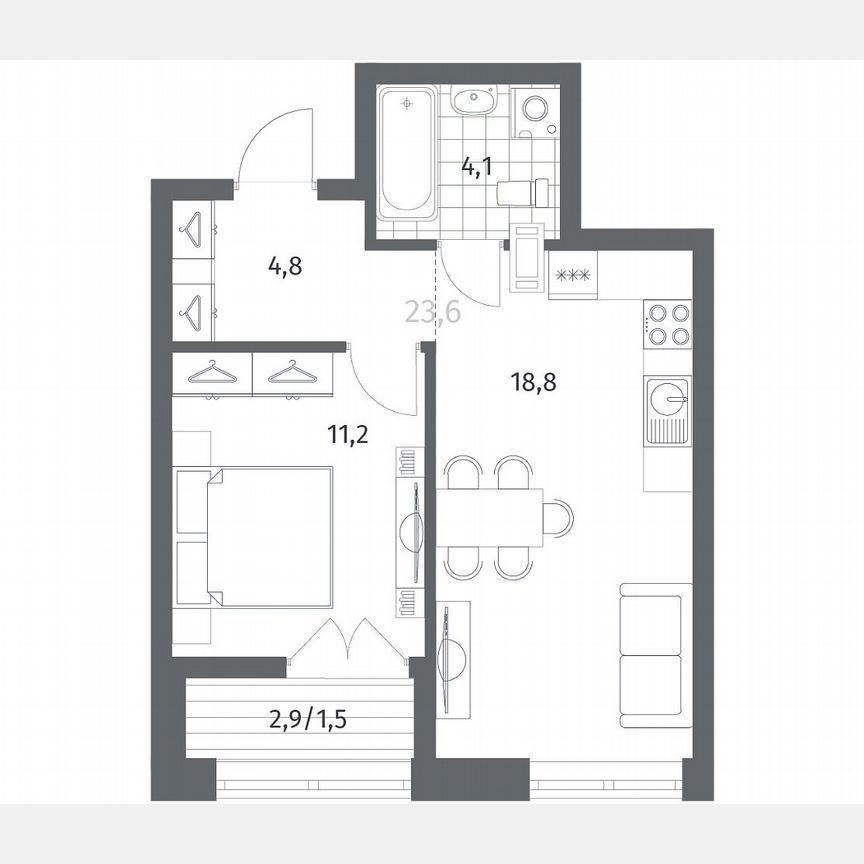 1-к. квартира, 40,4 м², 9/12 эт.