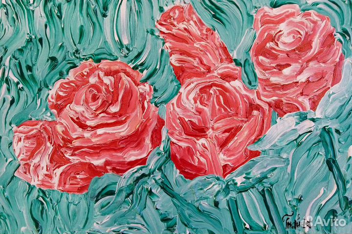 Картина цветы, картина розы
