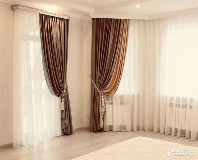 Штора из вуали молочного цвета 700х260