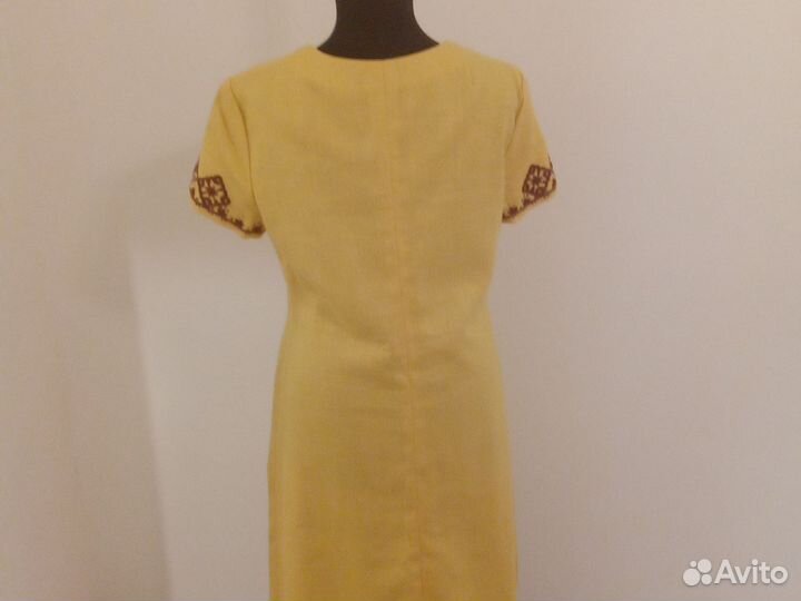 Платье льняное с вышивкой СССР р. 48