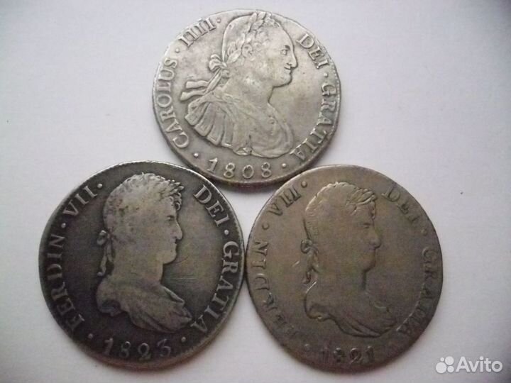 З монеты Испанские Колонии-8реалов.серебро