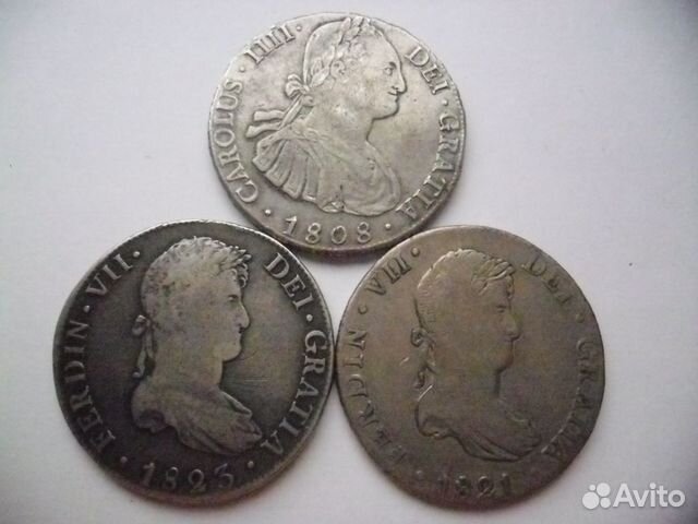 З монеты Испанские Колонии-8реалов.серебро