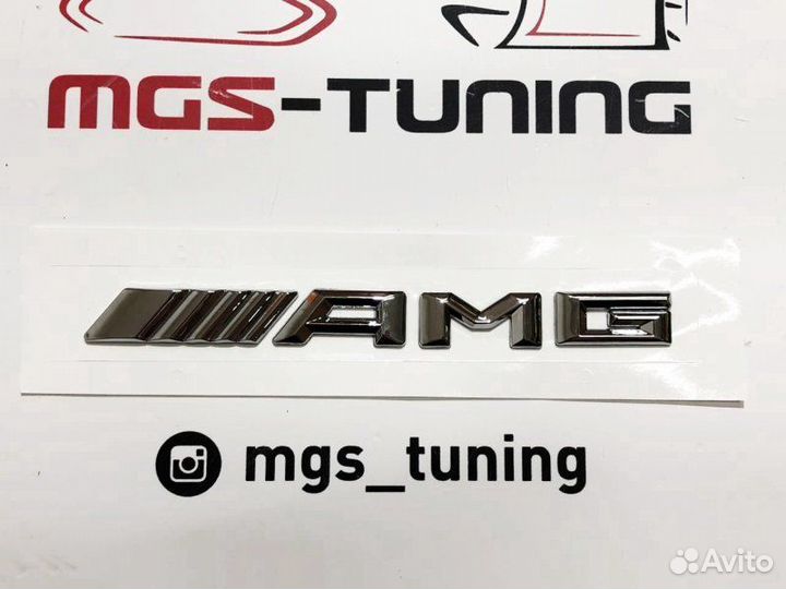 Шильдик AMG старого образца хром