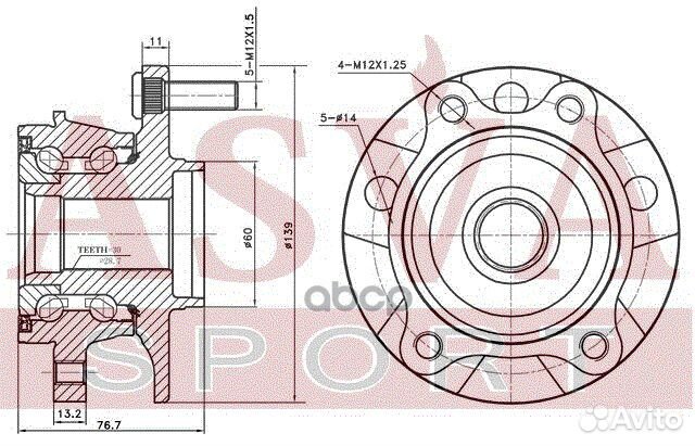 Ступица передняя с магнитным кольцом абс asva