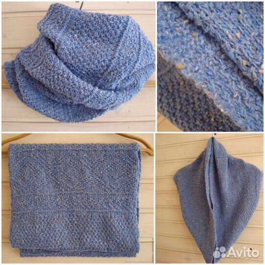 Новый Вязаный Снуд из твида Мериноса Кашемира