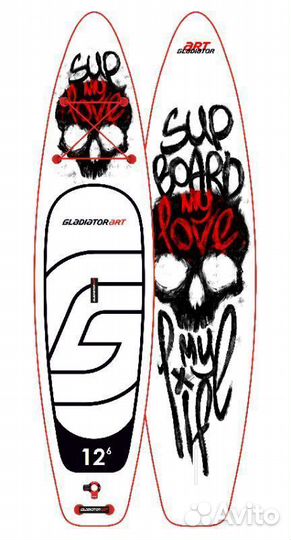 SUP Board gladiator ART 12.6 белый/черный