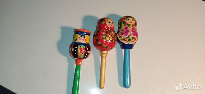 Матрешка погремушка 19см дерево 3 шт