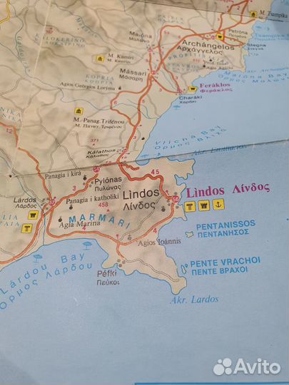 Туристическая карта острова Родос, Греция