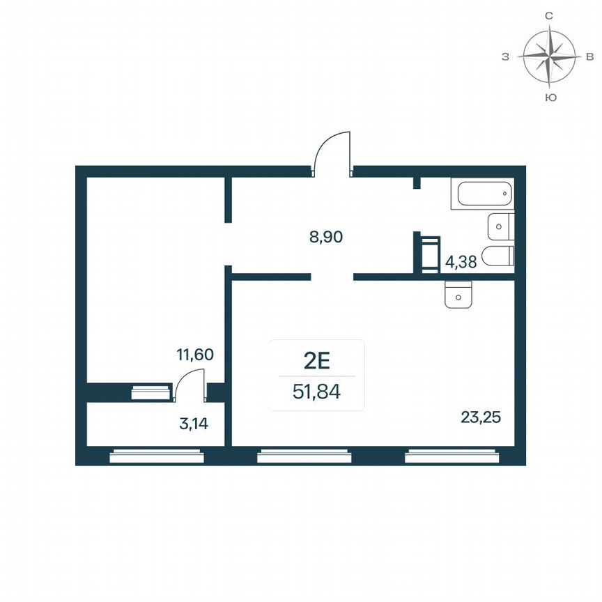 1-к. квартира, 51,4 м², 6/10 эт.