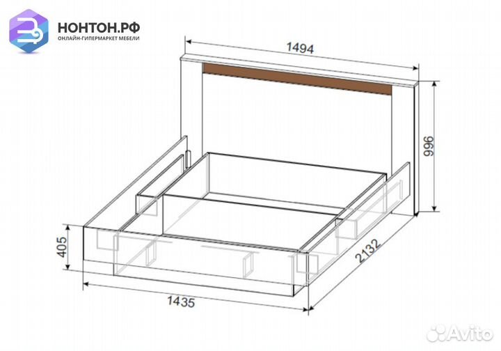 Кровать №3 дуб делано / дуб венге