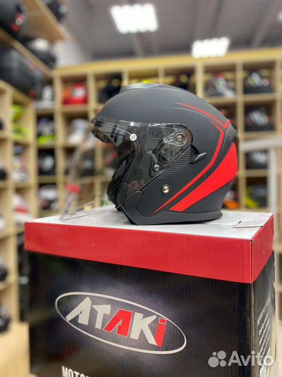 Мото шлем Открытый с очками и стеклом визором