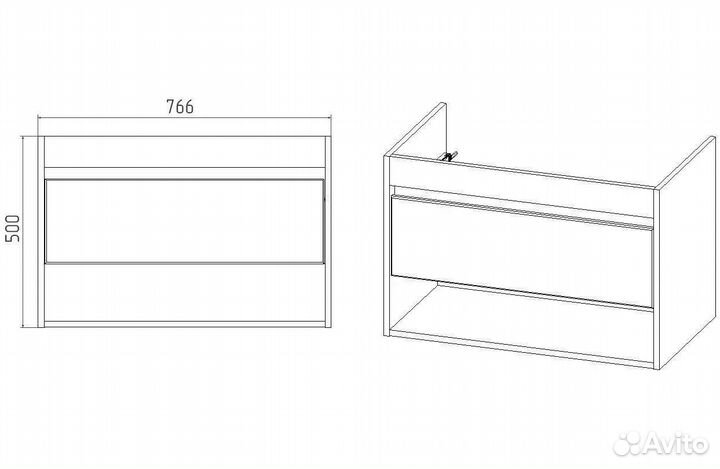 Тумба для ванной подвесная